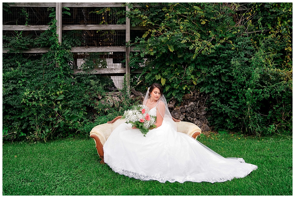 bride sitting at res-les farms